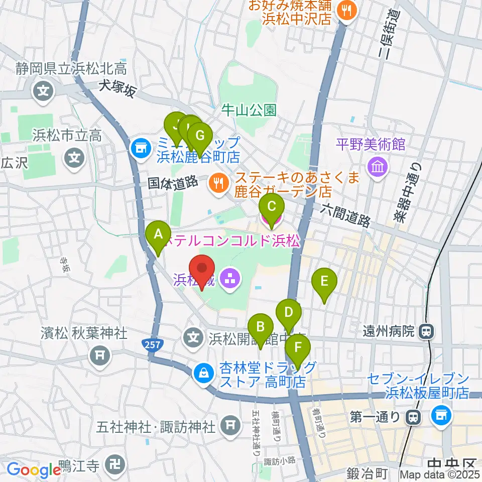 浜松市美術館周辺のホテル一覧地図
