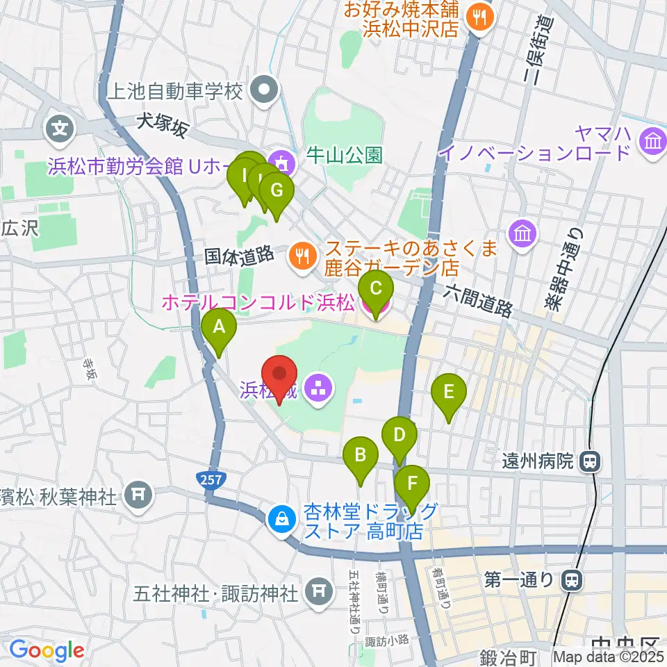 浜松市美術館周辺のホテル一覧地図