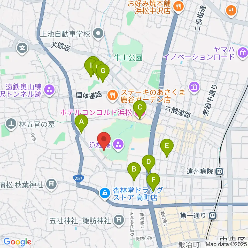 浜松市美術館周辺のホテル一覧地図