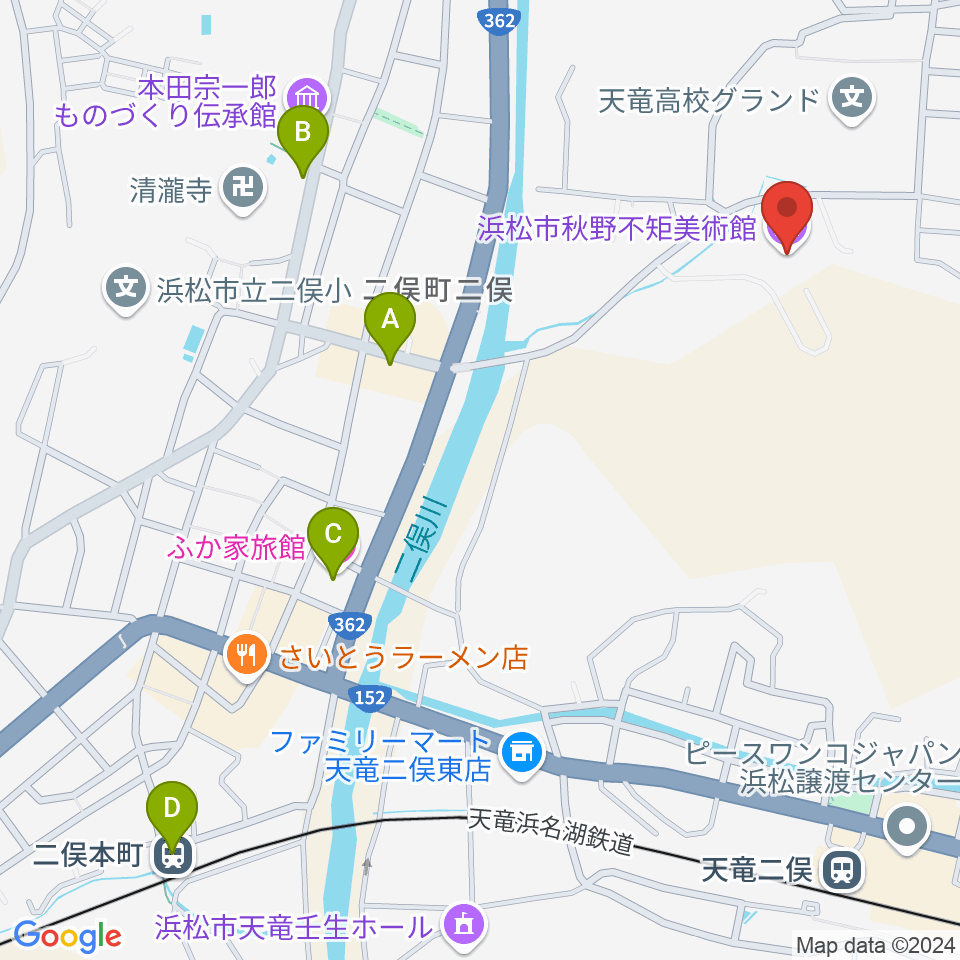 浜松市秋野不矩美術館周辺のホテル一覧地図