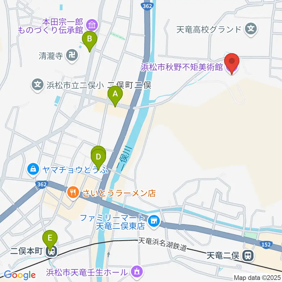 浜松市秋野不矩美術館周辺のホテル一覧地図