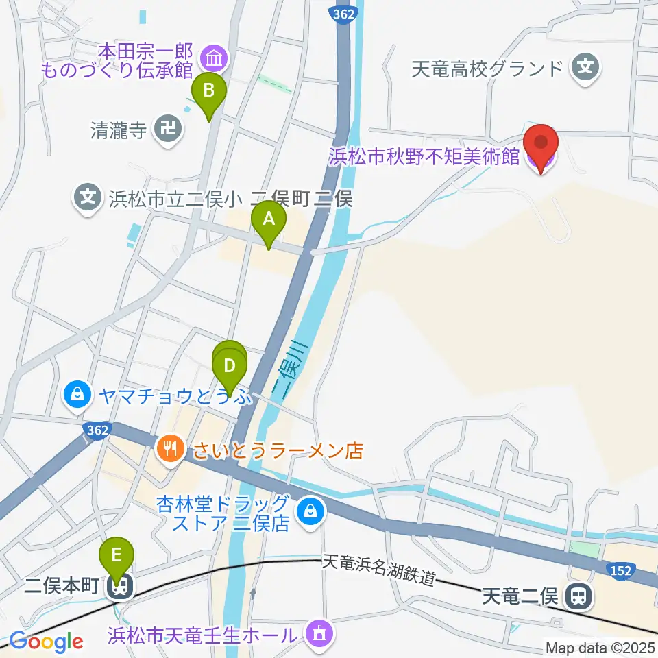 浜松市秋野不矩美術館周辺のホテル一覧地図