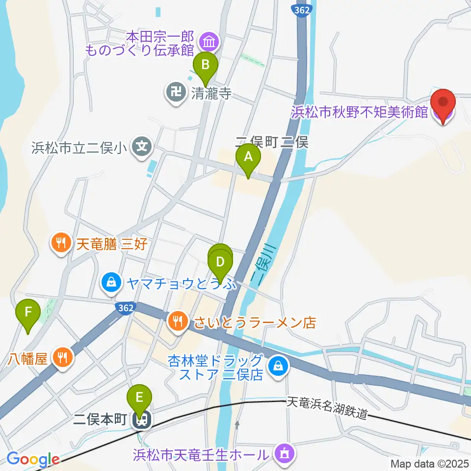 浜松市秋野不矩美術館周辺のホテル一覧地図