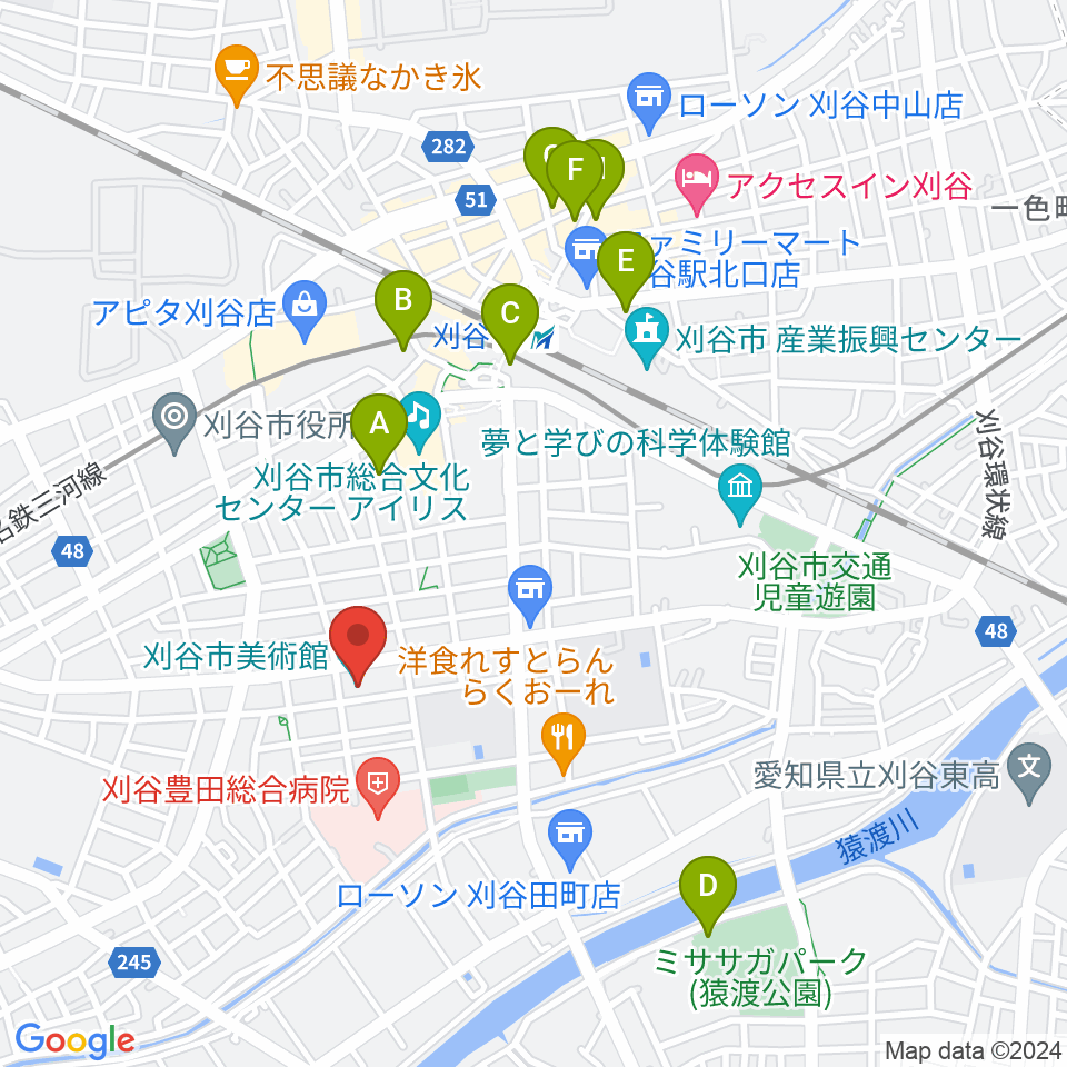 刈谷市美術館周辺のホテル一覧地図