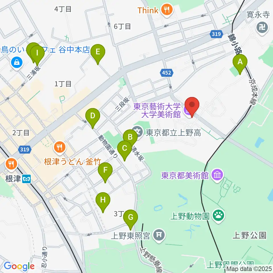 東京藝術大学大学美術館周辺のホテル一覧地図