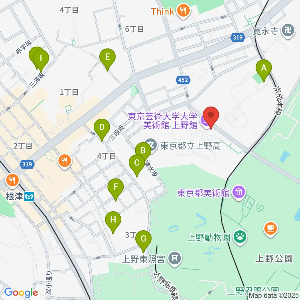 東京藝術大学大学美術館周辺のホテル一覧地図