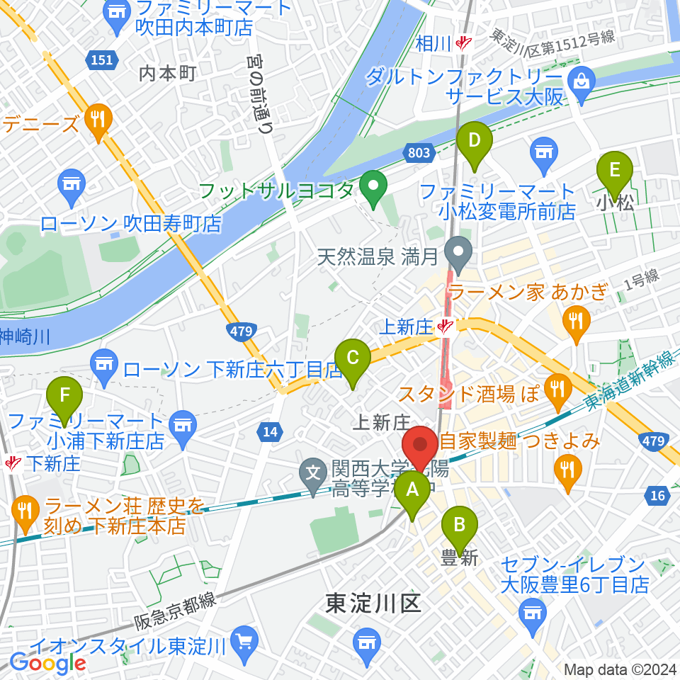 上新庄スタジオテンダー周辺のホテル一覧地図