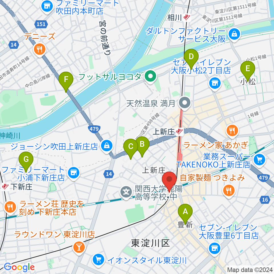 上新庄スタジオテンダー周辺のホテル一覧地図