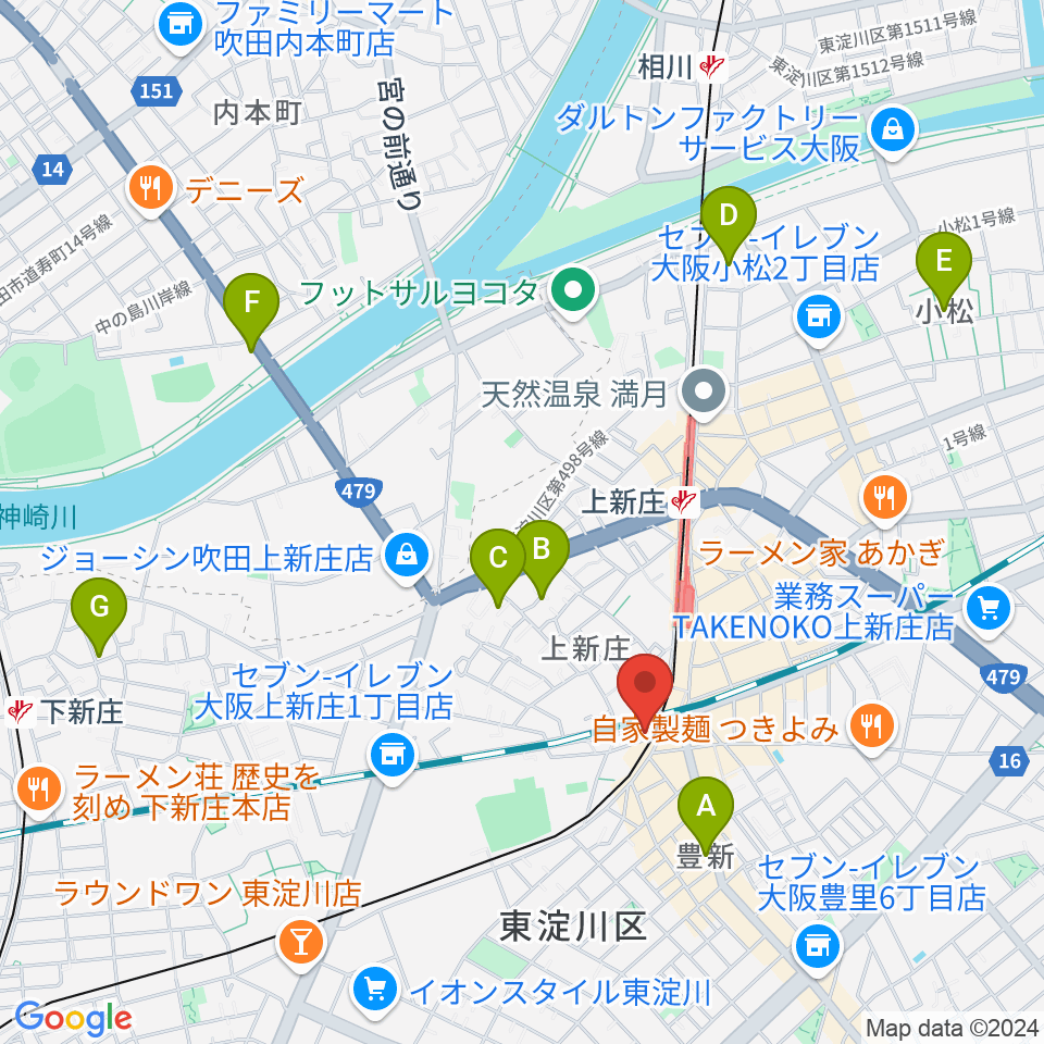 上新庄スタジオテンダー周辺のホテル一覧地図