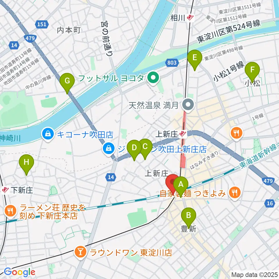 上新庄スタジオテンダー周辺のホテル一覧地図