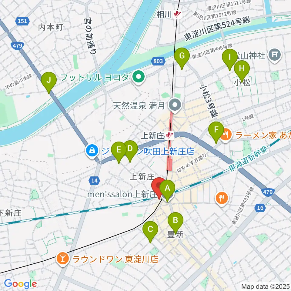 上新庄スタジオテンダー周辺のホテル一覧地図
