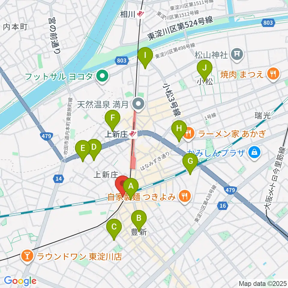 上新庄スタジオテンダー周辺のホテル一覧地図