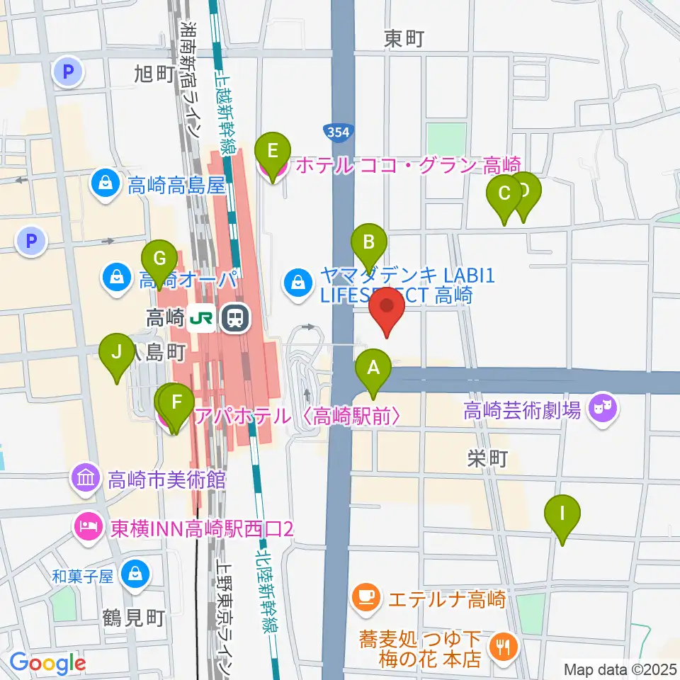 高崎市タワー美術館周辺のホテル一覧地図
