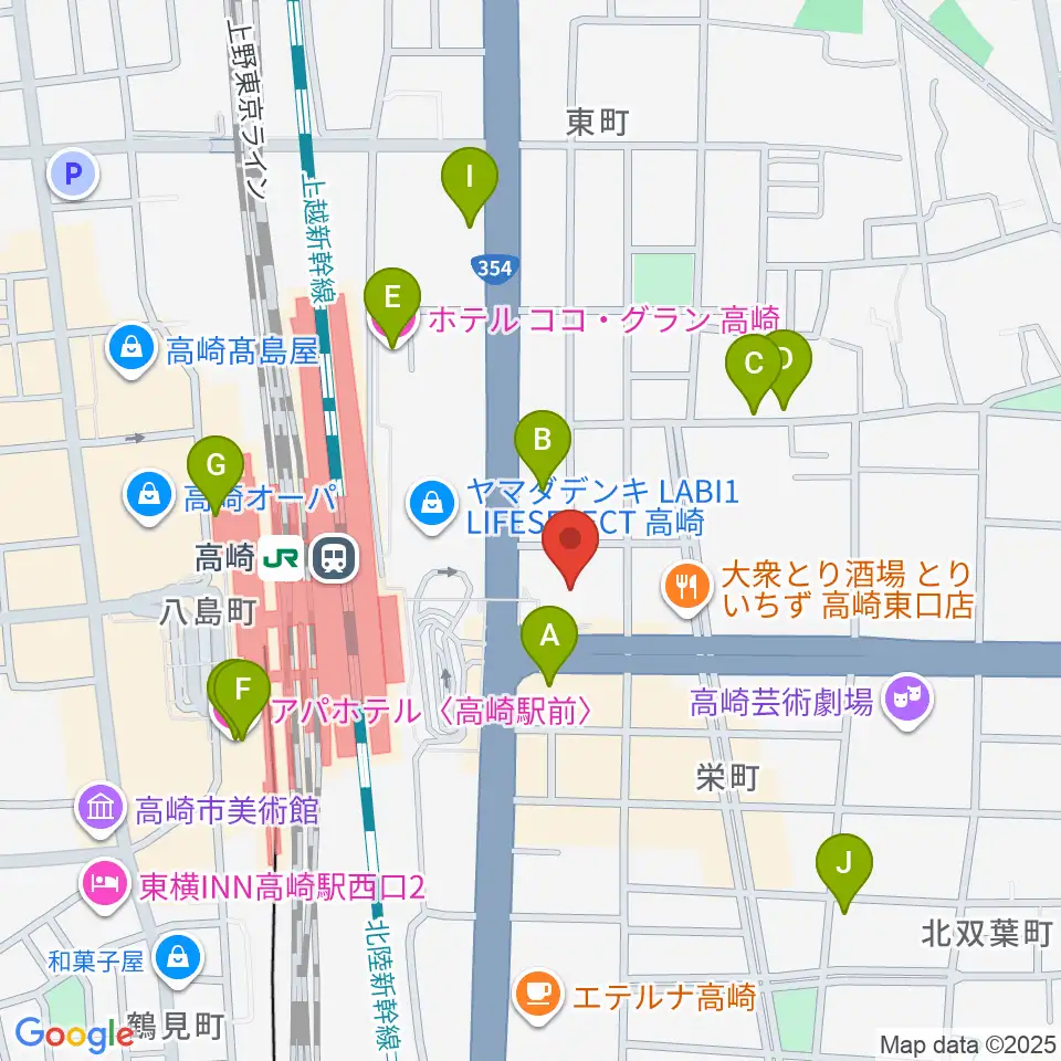 高崎市タワー美術館周辺のホテル一覧地図