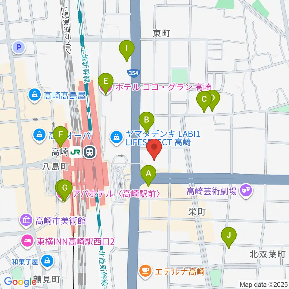 高崎市タワー美術館周辺のホテル一覧地図
