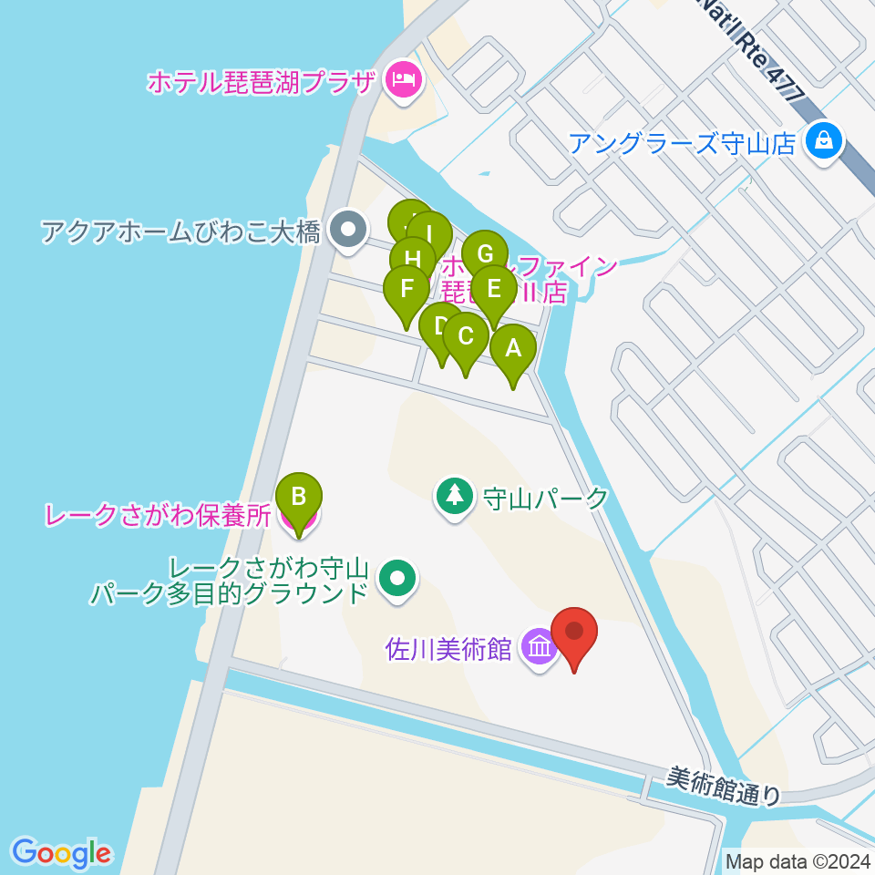 佐川美術館周辺のホテル一覧地図