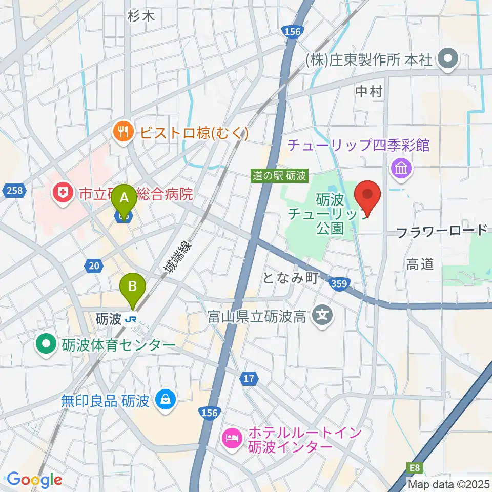 砺波市美術館周辺のホテル一覧地図