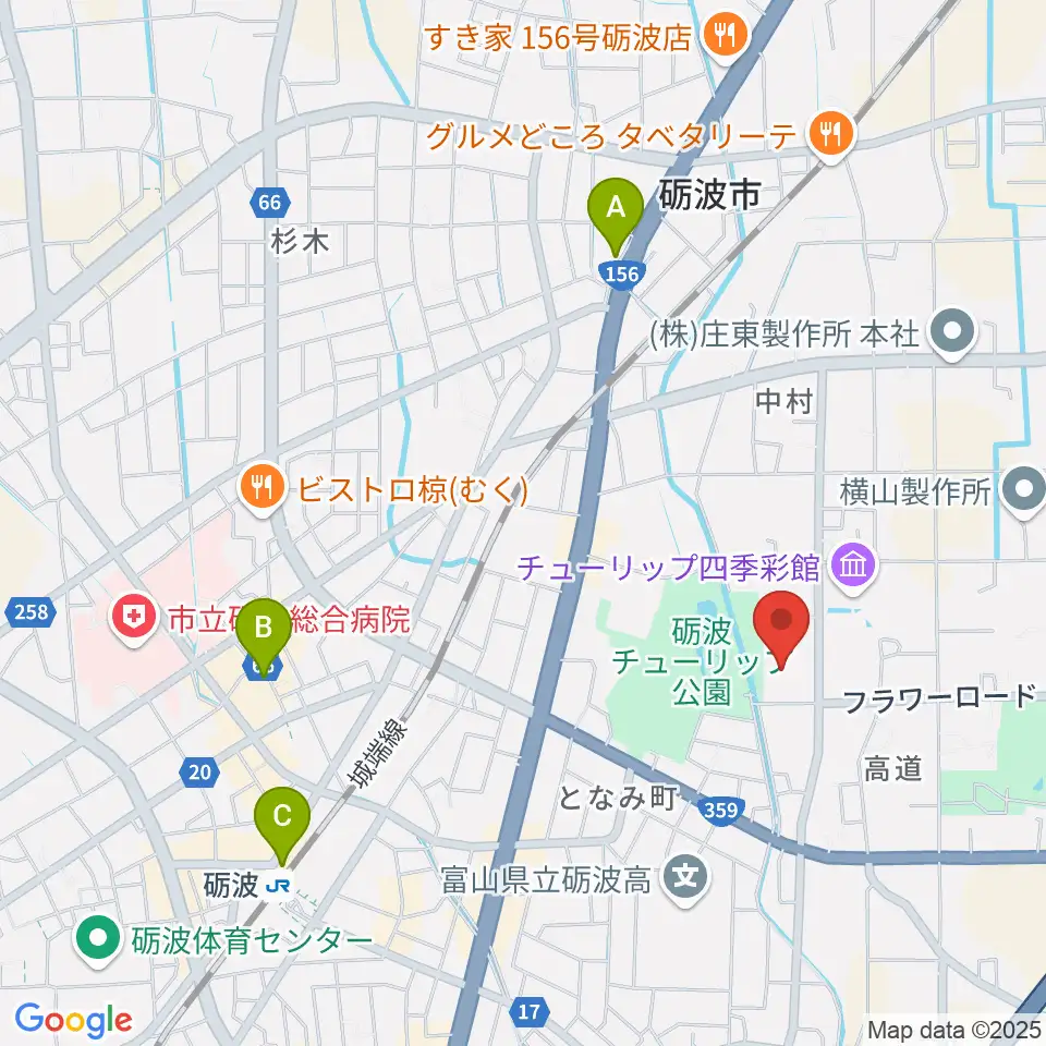 砺波市美術館周辺のホテル一覧地図