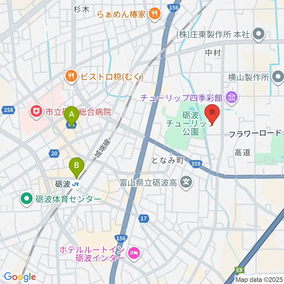 砺波市美術館周辺のホテル一覧地図