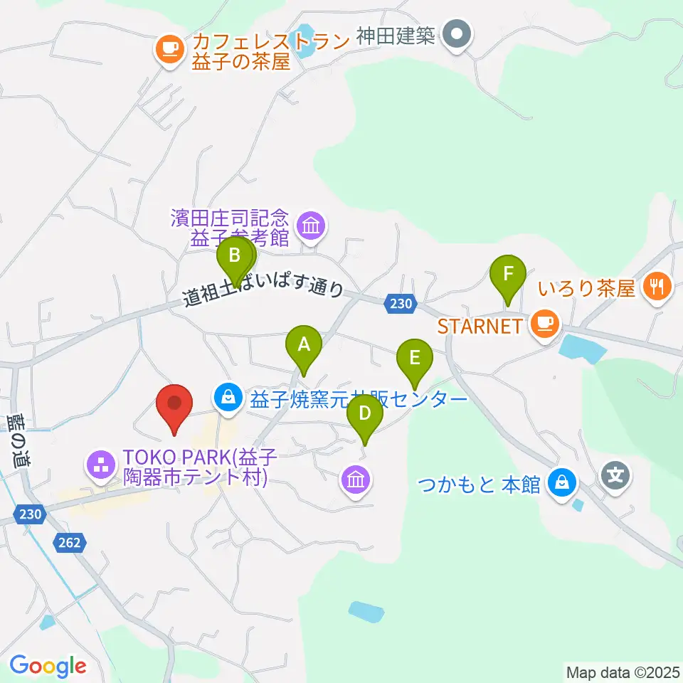 益子陶芸美術館周辺のホテル一覧地図