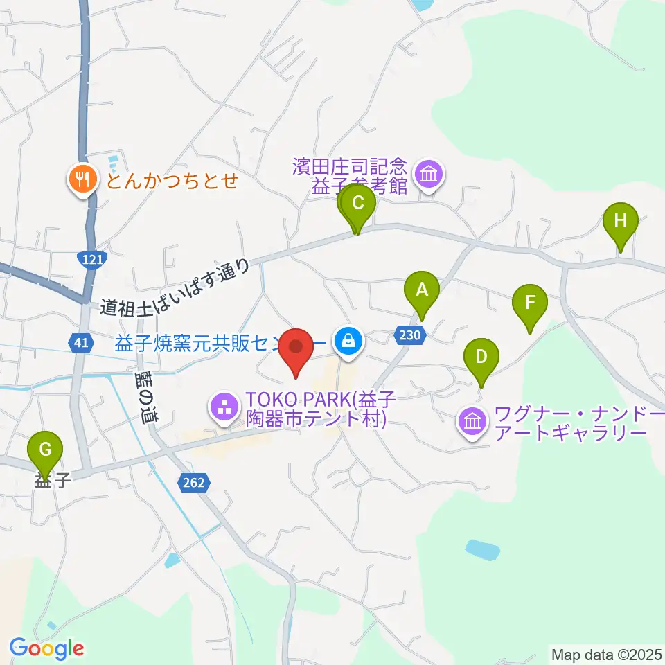益子陶芸美術館周辺のホテル一覧地図