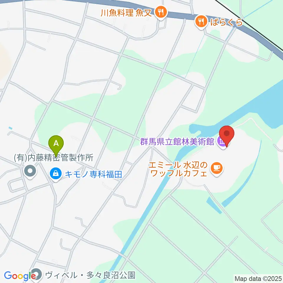 群馬県立館林美術館周辺のホテル一覧地図