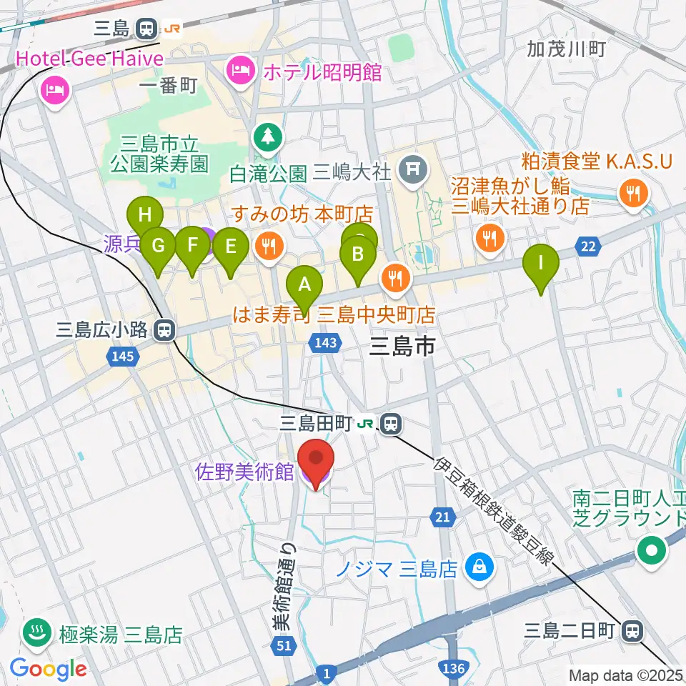 佐野美術館周辺のホテル一覧地図