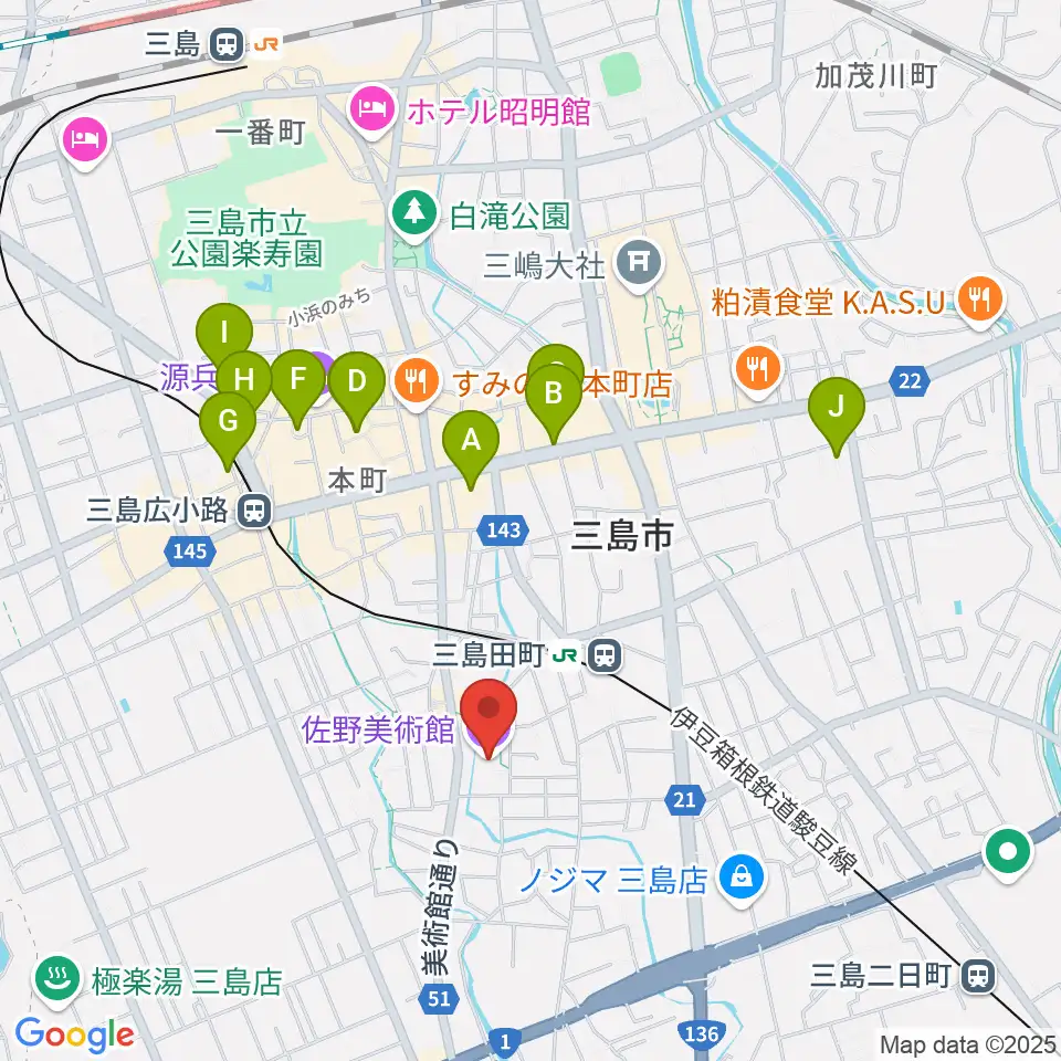 佐野美術館周辺のホテル一覧地図