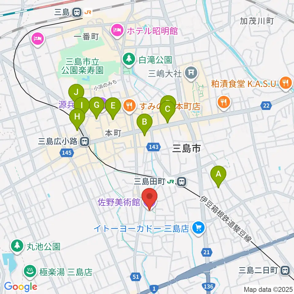 佐野美術館周辺のホテル一覧地図