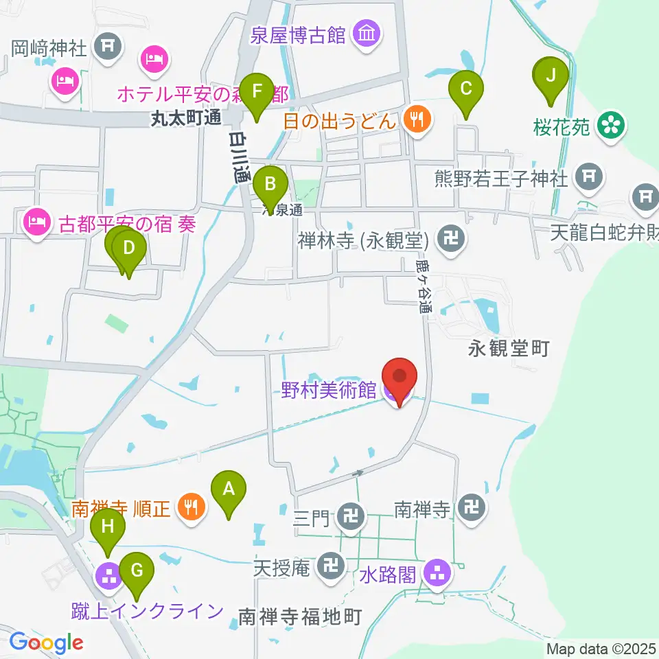 野村美術館周辺のホテル一覧地図