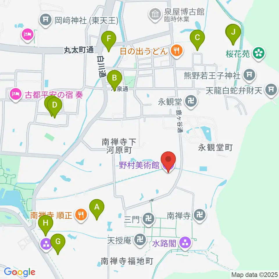 野村美術館周辺のホテル一覧地図