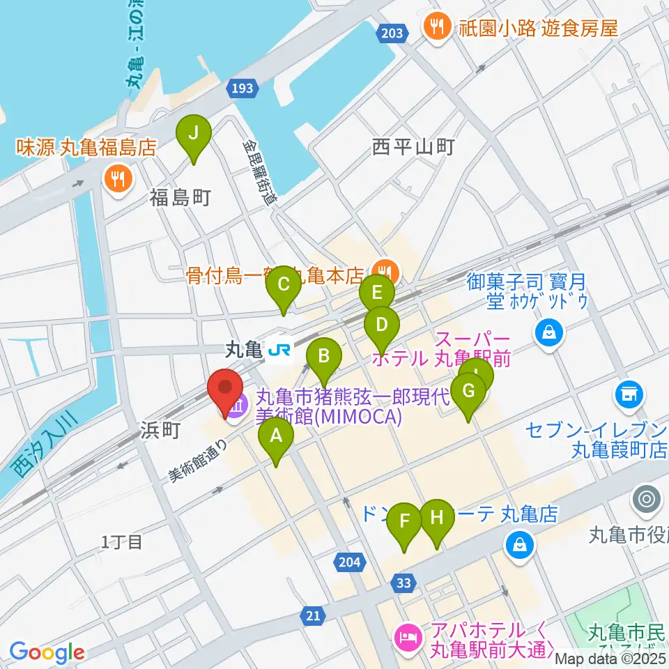 丸亀市猪熊弦一郎現代美術館(MIMOCA)周辺のホテル一覧地図