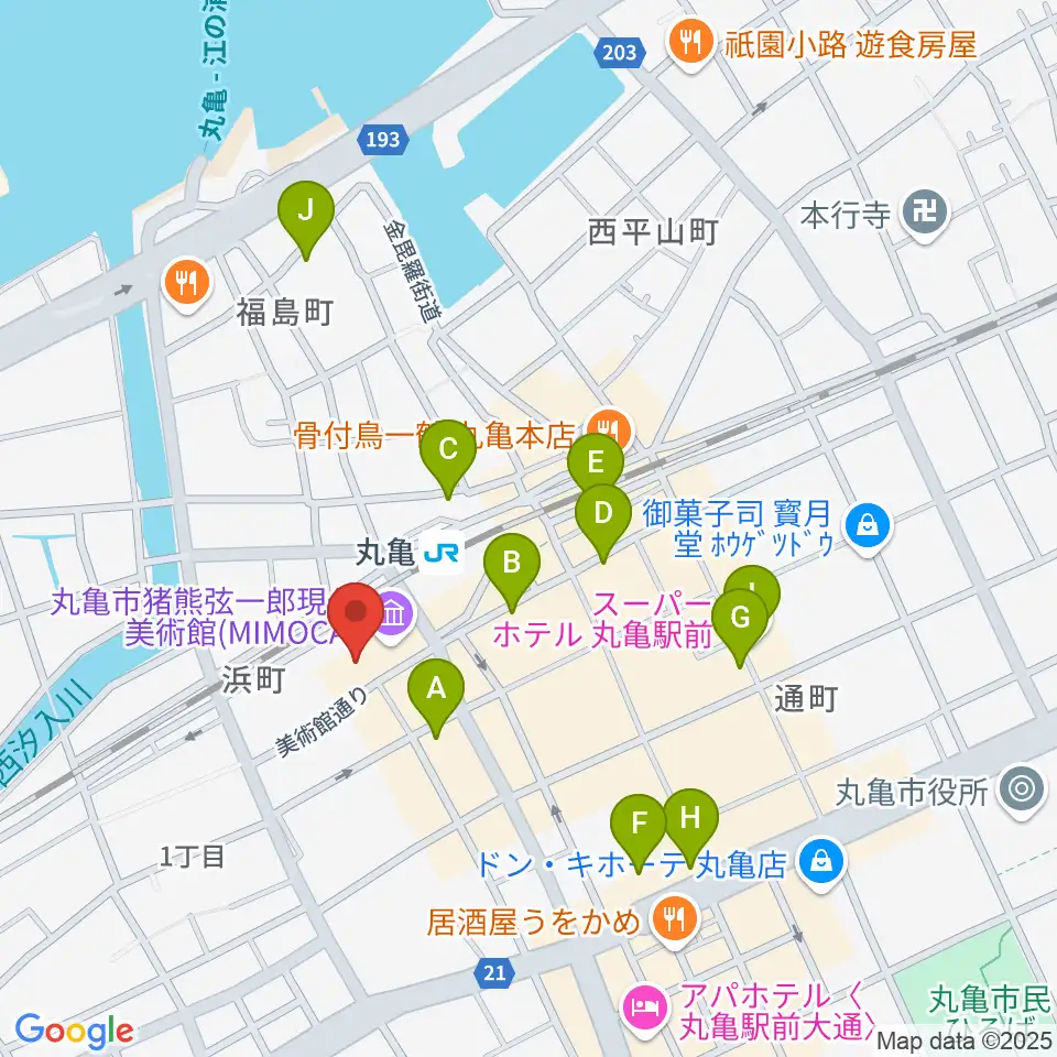 丸亀市猪熊弦一郎現代美術館(MIMOCA)周辺のホテル一覧地図