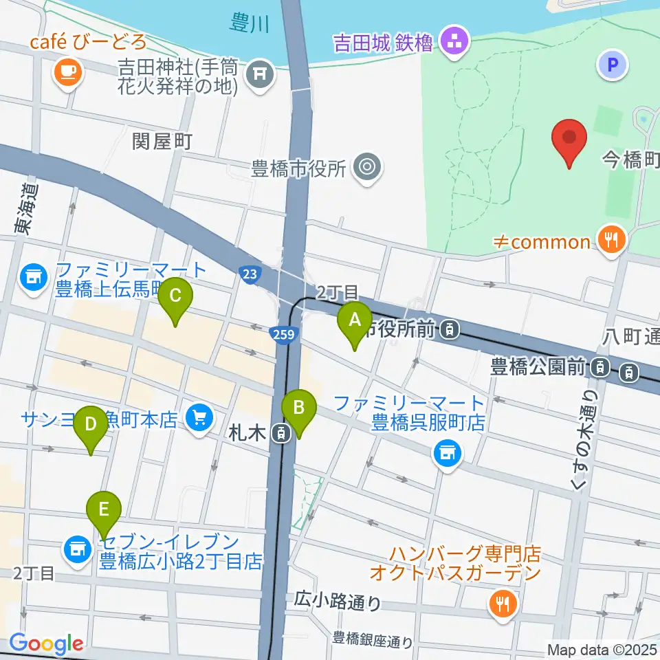 豊橋市美術博物館周辺のホテル一覧地図