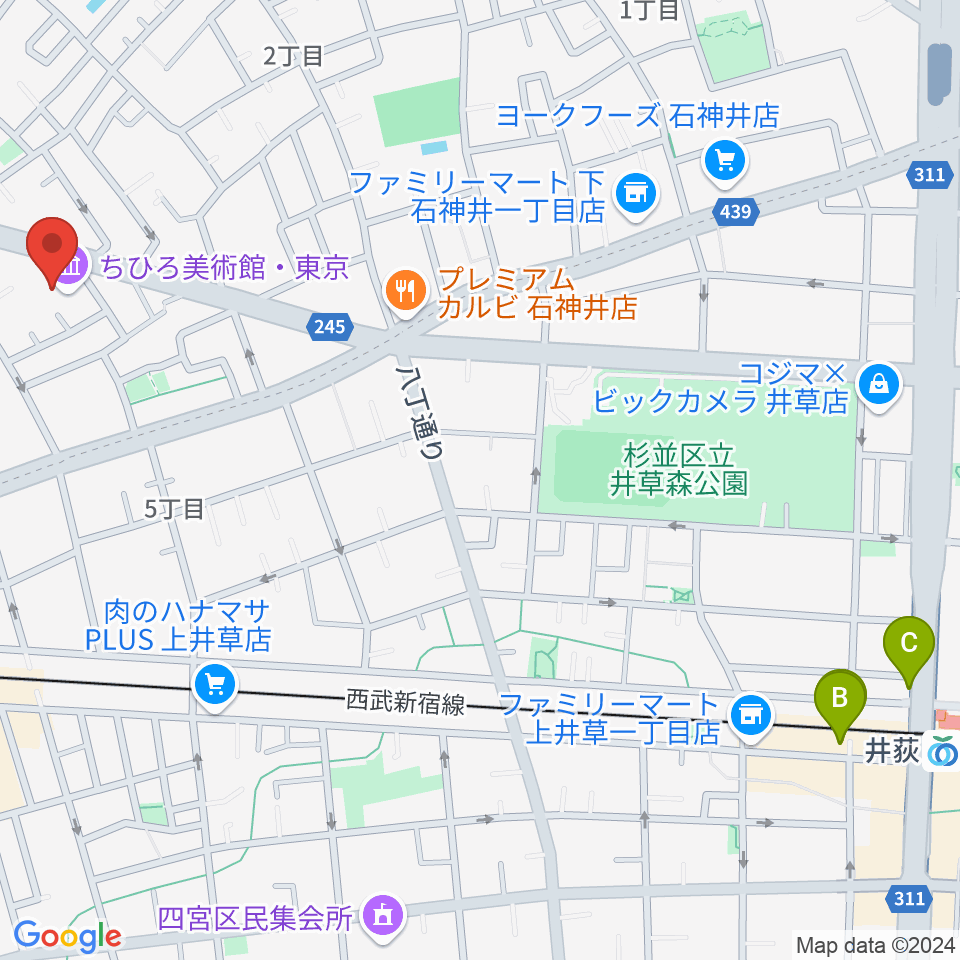 ちひろ美術館・東京周辺のホテル一覧地図