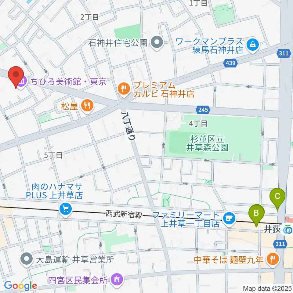 ちひろ美術館・東京周辺のホテル一覧地図