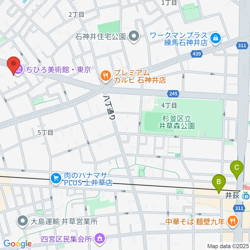 ちひろ美術館・東京周辺のホテル一覧地図