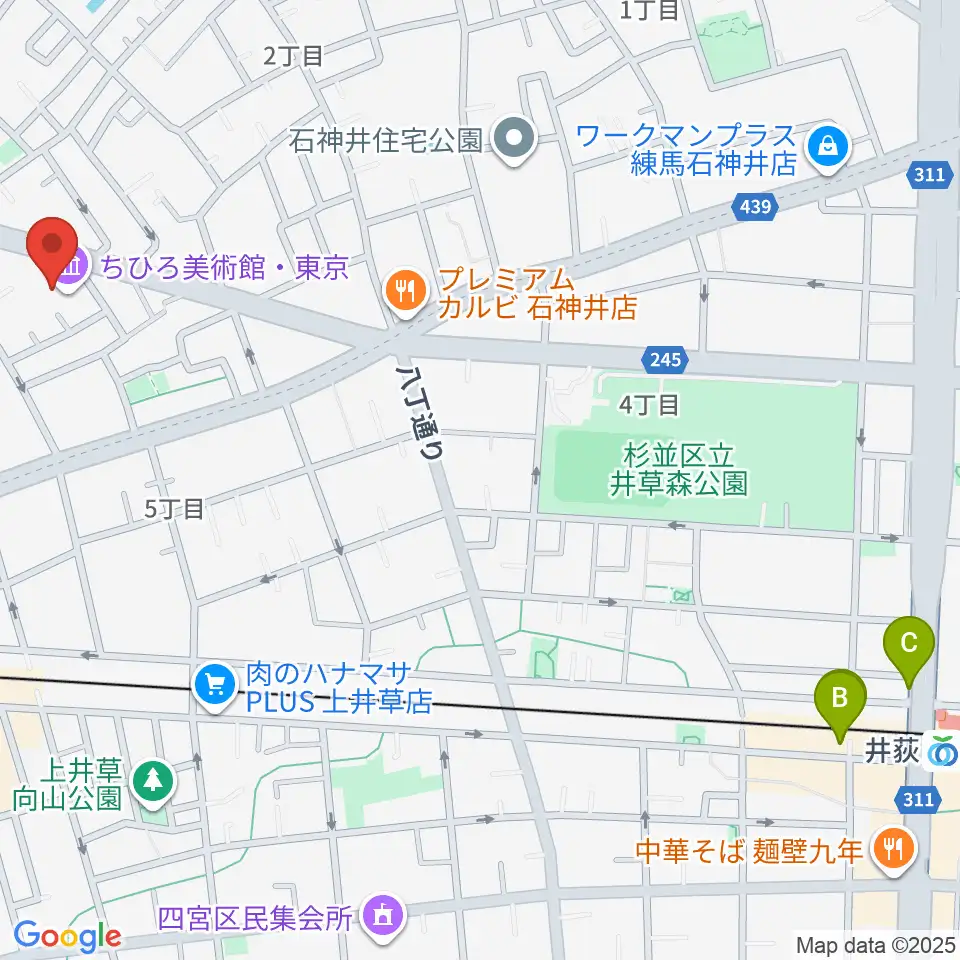 ちひろ美術館・東京周辺のホテル一覧地図
