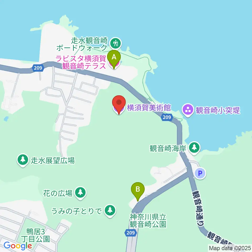 横須賀美術館周辺のホテル一覧地図