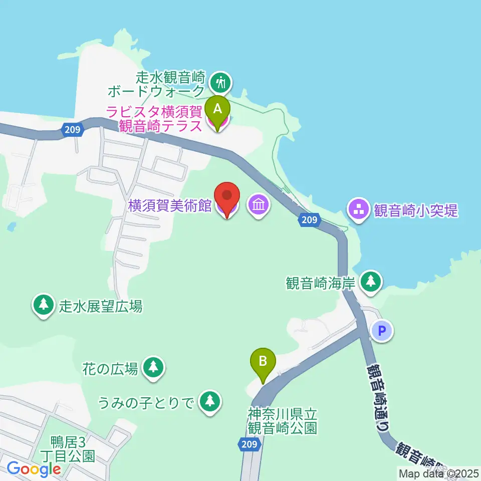 横須賀美術館周辺のホテル一覧地図