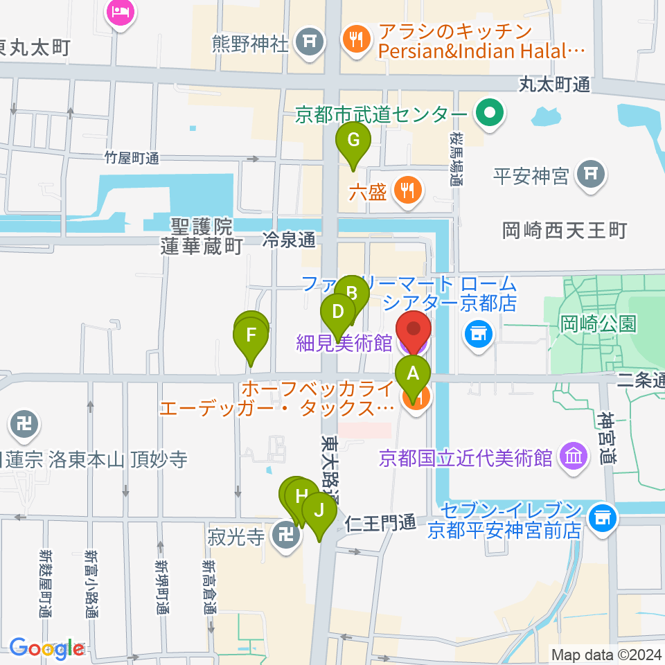 細見美術館周辺のホテル一覧地図