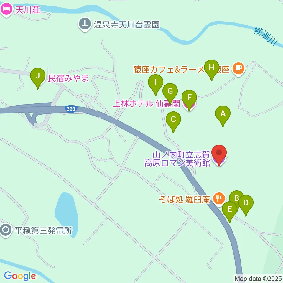 志賀高原ロマン美術館周辺のホテル一覧地図