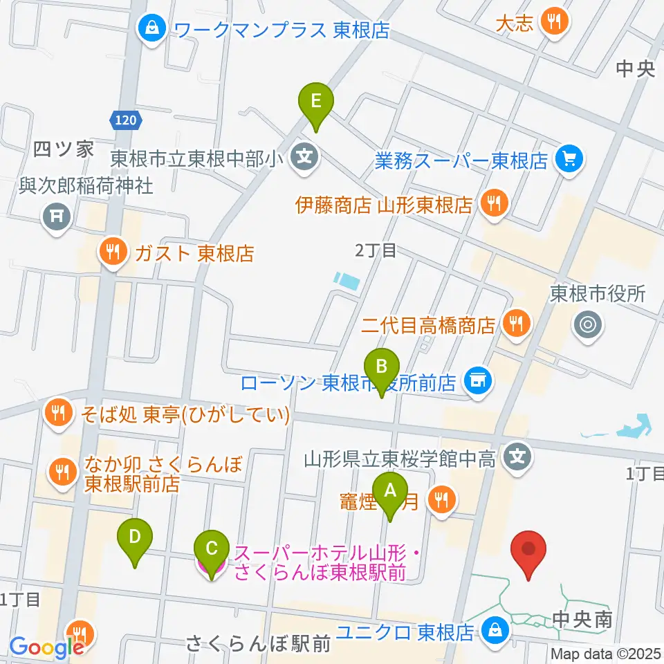 東根市美術館 まなびあテラス周辺のホテル一覧地図