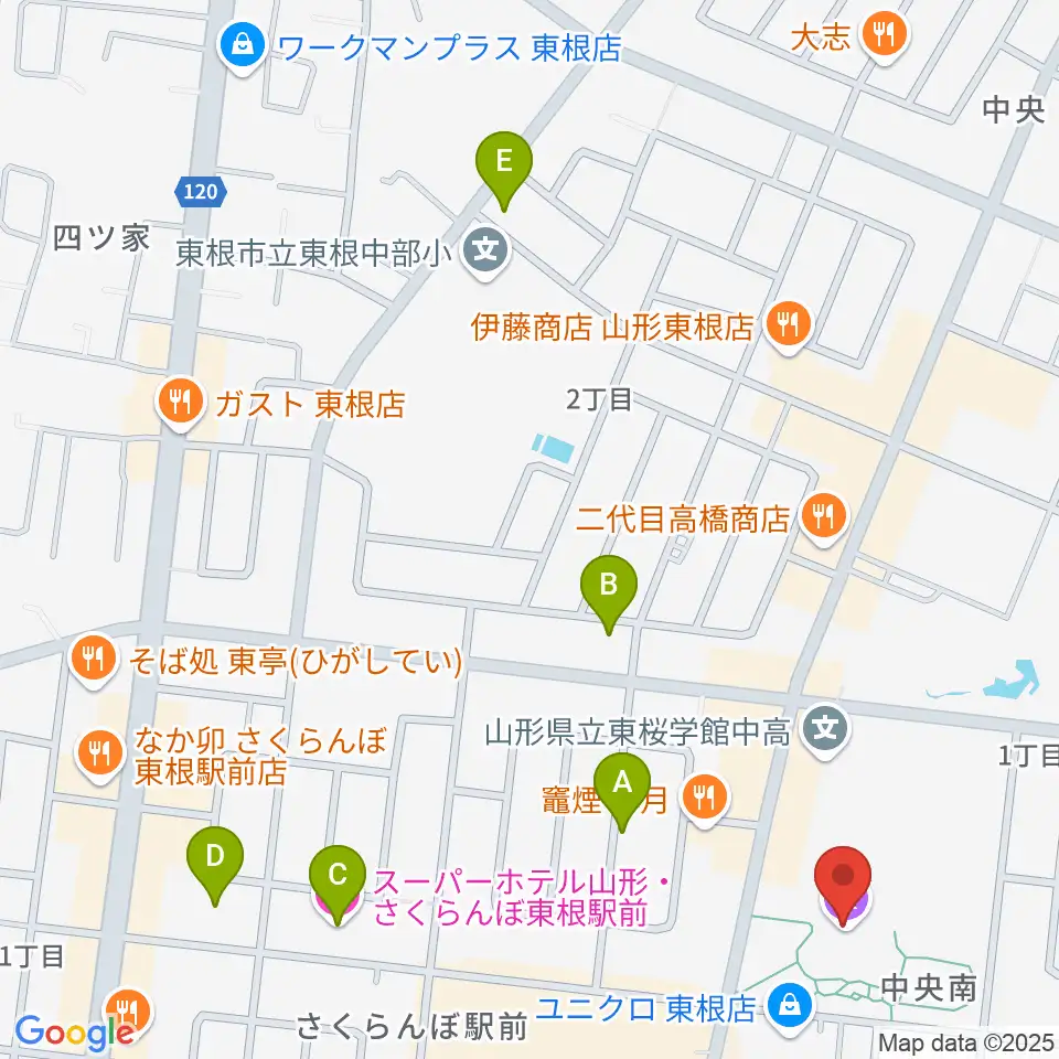 東根市美術館 まなびあテラス周辺のホテル一覧地図