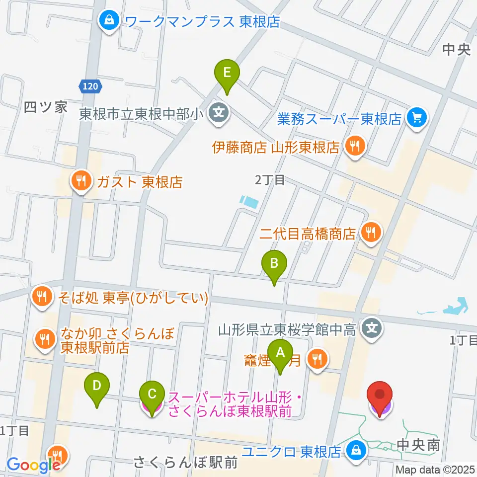 東根市美術館 まなびあテラス周辺のホテル一覧地図