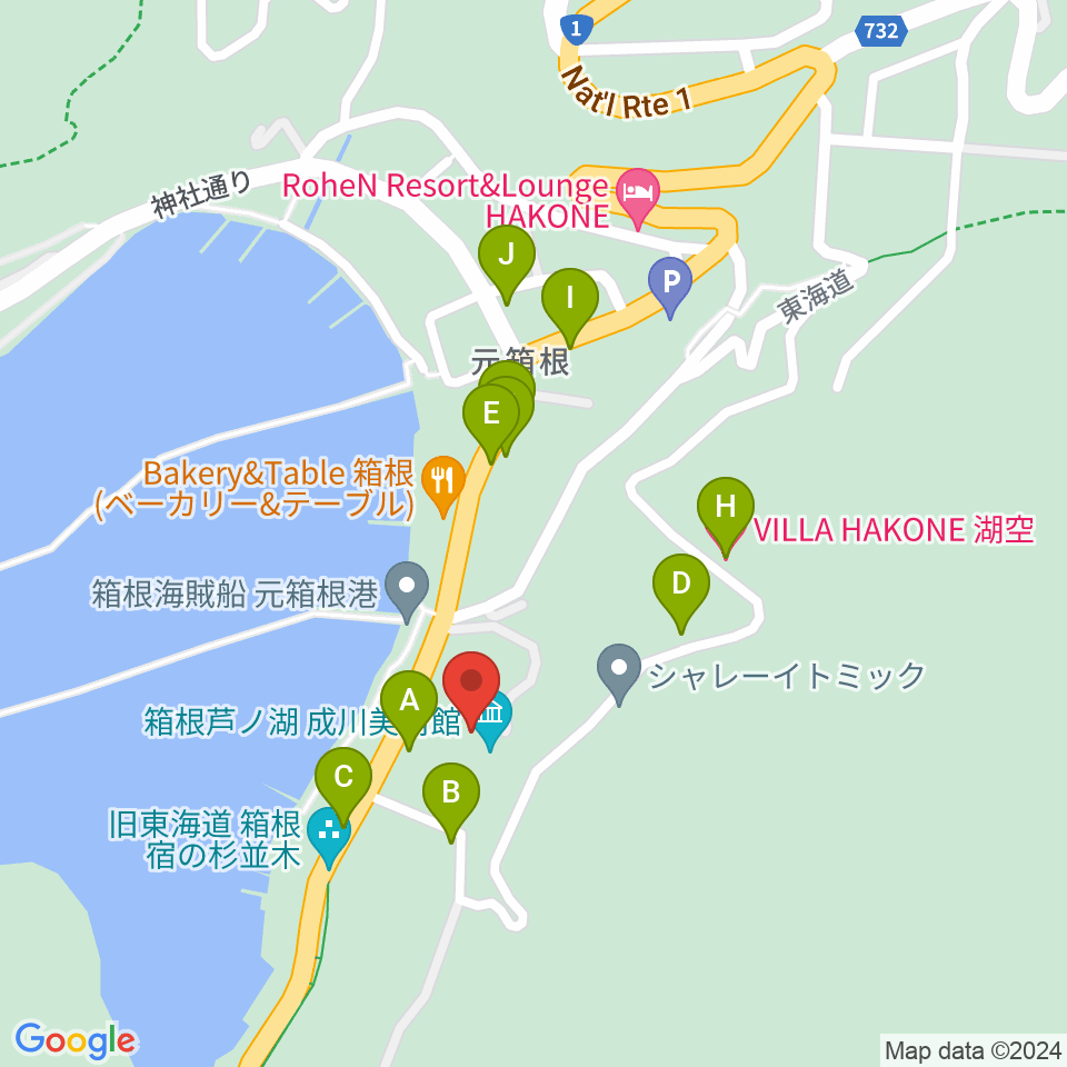 成川美術館周辺のホテル一覧地図