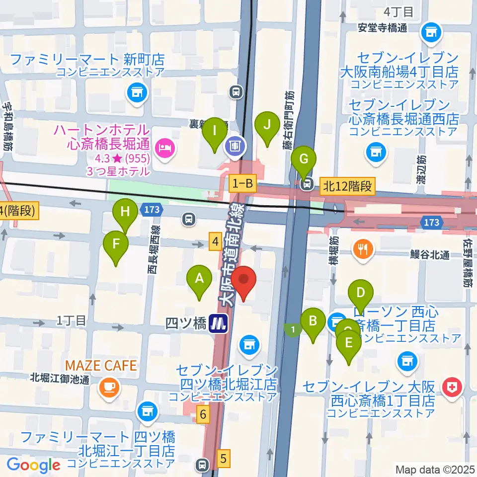 四ツ橋LMスタジオ周辺のホテル一覧地図