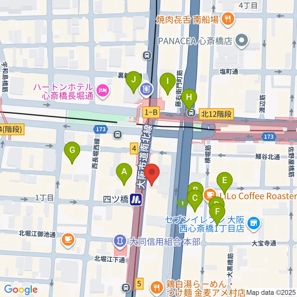 四ツ橋LMスタジオ周辺のホテル一覧地図
