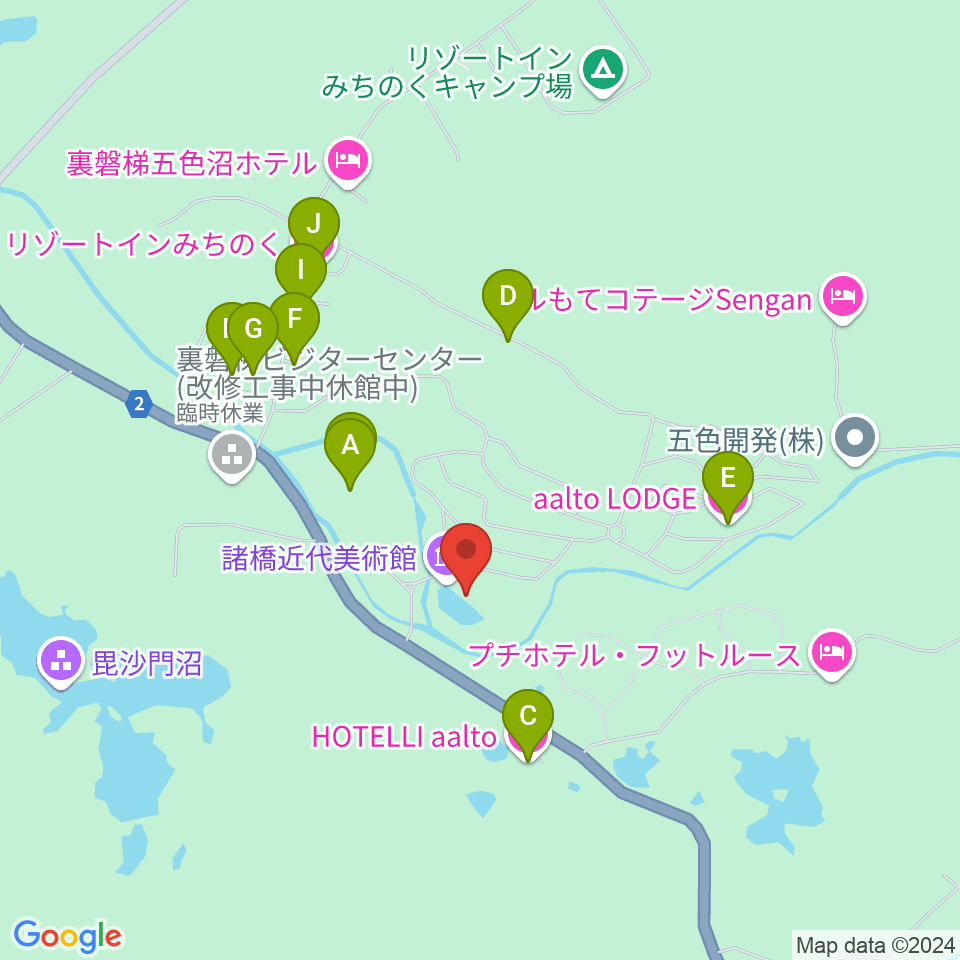 諸橋近代美術館周辺のホテル一覧地図