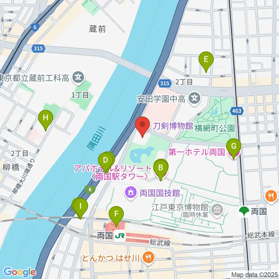 刀剣博物館周辺のホテル一覧地図